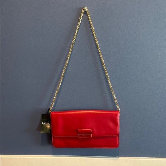 New with tags - Lauren Ralph Lauren red clutch purse handbag - Picture 2 of 12